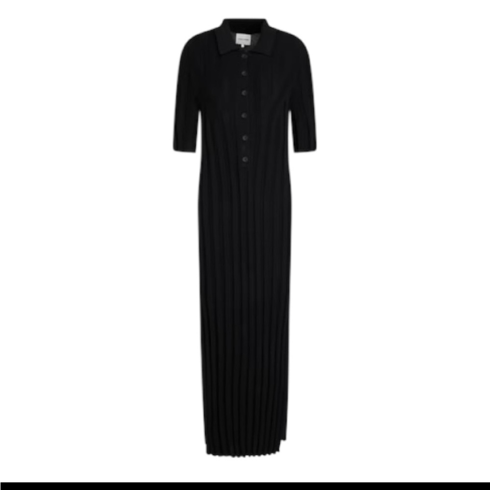 Loulou Studio Elena Black Ribbed Silk Maxi Dress
